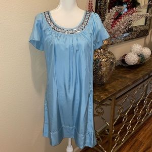 Boden Limited Edition 100% silk light blue dress